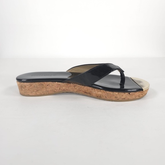 JIMMY CHOO Black Pence PATENT LEATHER Cork Thong MADE IN SPAIN 🇪🇸 Sandal 36 - Picture 9 of 12